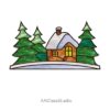 Easy Christmas Stained Glass Patterns: Cozy Forest Cabin - window decor