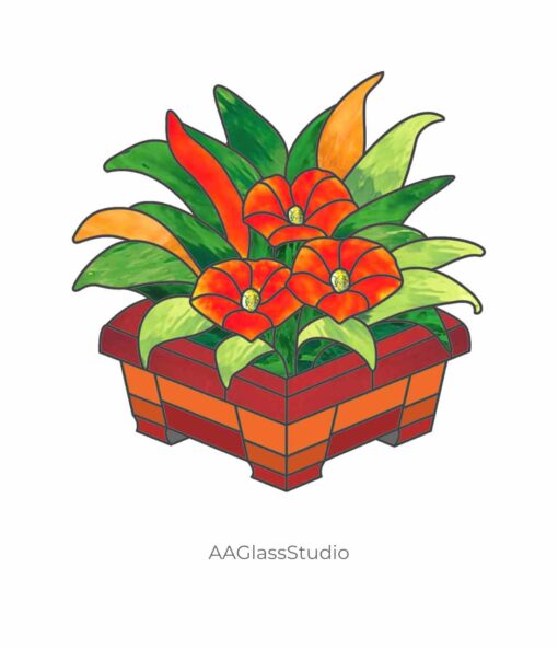 Flower Stained Glass Pattern: illusion 3D Anthurium Magic