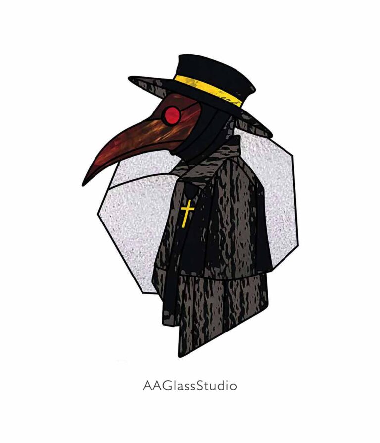 Halloween Stained Glass Pattern: Plague Doctor Magic! - window decor