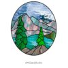 Enchanting Mountain Scene Stained Glass: Morane Lake Beauty - window decor