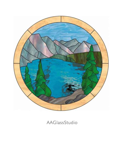 Serene Mountain Stained Glass Pattern for Tranquility - window decor