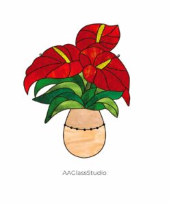 Simple Stained Glass Flower Pattern: Anthurium Elegance - window decor