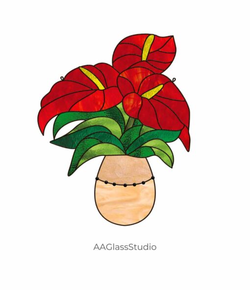 Simple Stained Glass Flower Pattern: Anthurium Elegance - window decor