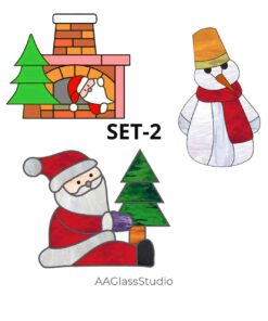 Stained Glass Christmas Ornament Patterns: Joyful Santa Set - window decor