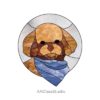 Cute Toy Poodle Portrait - Stained Glass Dog Pattern - window decor