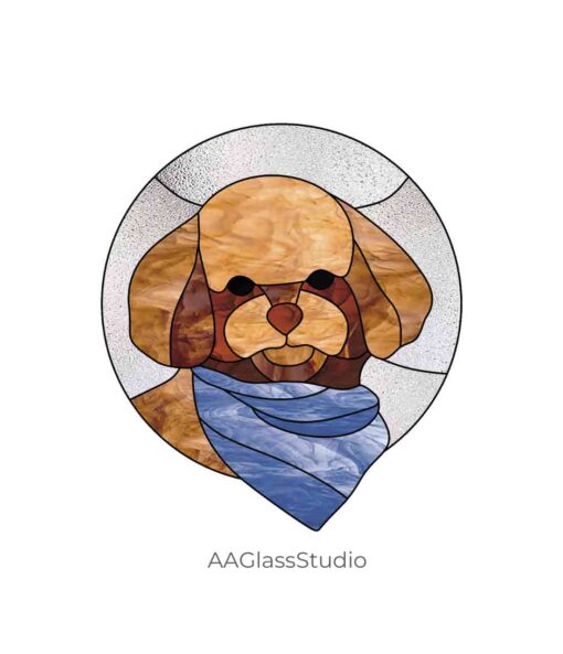 Cute Toy Poodle Portrait - Stained Glass Dog Pattern - window decor