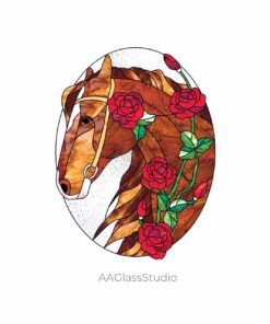 Stained Glass Horse Head Pattern - window decor