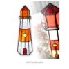 3d Stained Glass Lighthouse Pattern Night Light - window decor