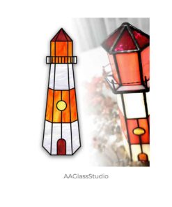 3d Stained Glass Lighthouse Pattern Night Light - window decor