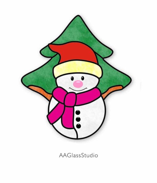 charming stained glass snowman ornaments christmas tree - window decor