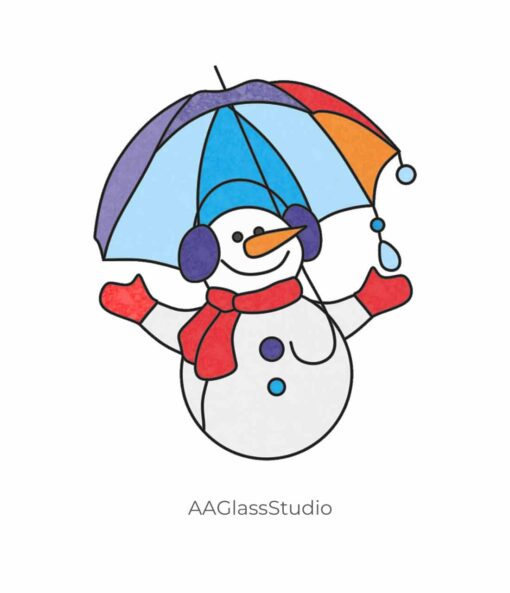 Stained Glass Snowman Pattern - Delightful Holiday Decor - window decor