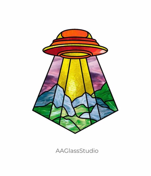 UFO Stained Glass Pattern: Search Mission - window decor