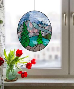 mountain scene stained glass: gift for her