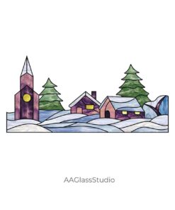 stained glass Christmas village scenes