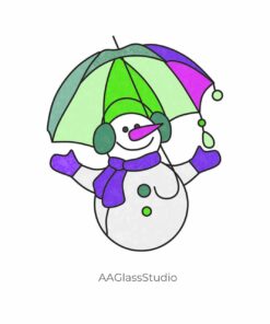 stained glass snowman pattern: Snowman with Umbrella