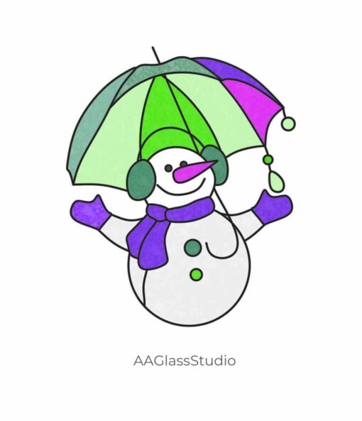 stained glass snowman pattern: Snowman with Umbrella