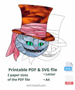 cheshire cat pattern printable pdf and svg: Alice in Wonderland - room ornament