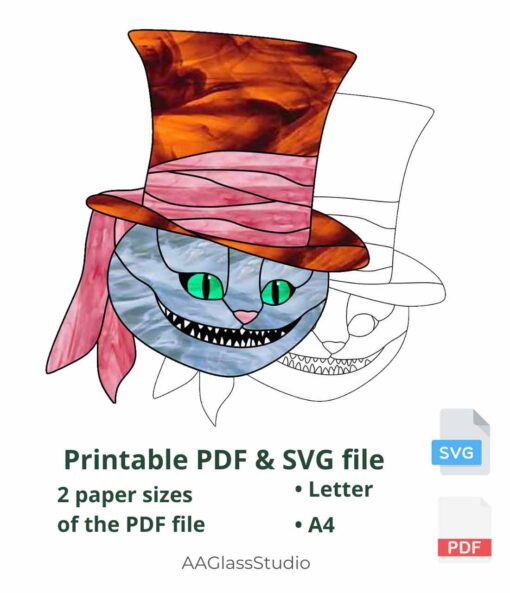 cheshire cat pattern printable pdf and svg: Alice in Wonderland - room ornament