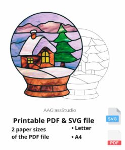 christmas stained glass printable pdf and svg: Christmas window decoration