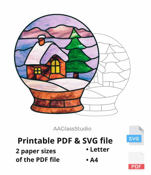 christmas stained glass printable pdf and svg: Christmas window decoration