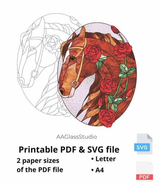 horse printable pdf and svg: Oval panel