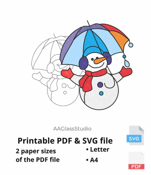 snowman printable pdf and svg: Snowman for Christmas