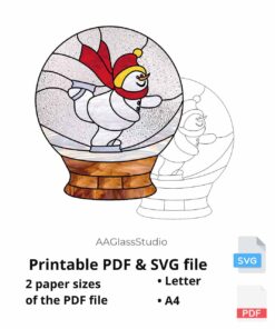 snowman printable pdf and svg: Snowman in a ball