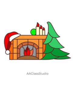 stained glass fireplace set: Christmas fireplace