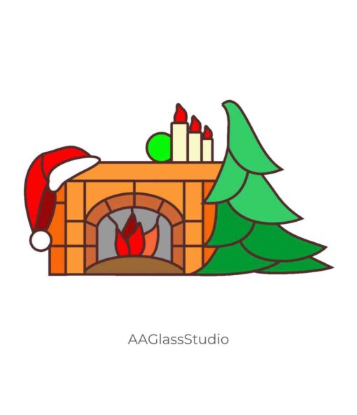 stained glass fireplace set: Christmas fireplace