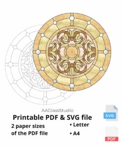 wall clock stained glass pattern printable pdf and svg