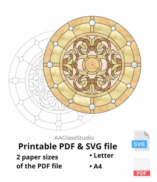 wall clock stained glass pattern printable pdf and svg