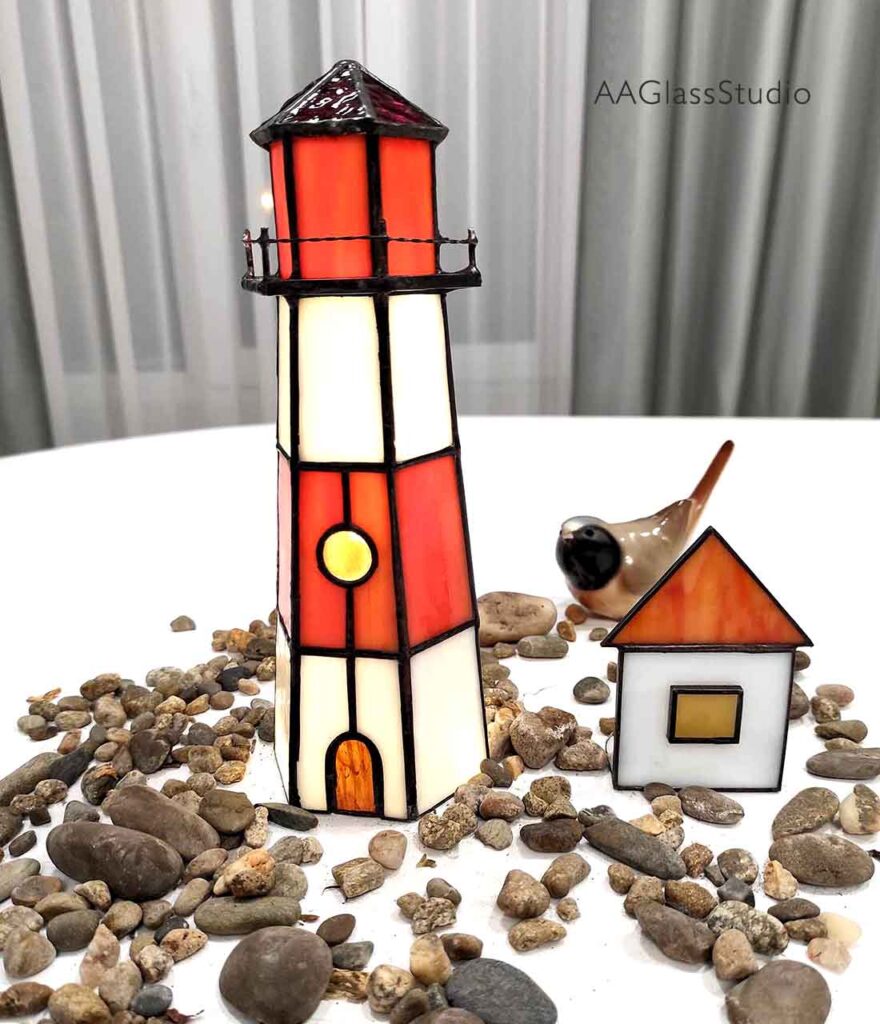 3d Stained Glass Lighthouse Pattern Night Light