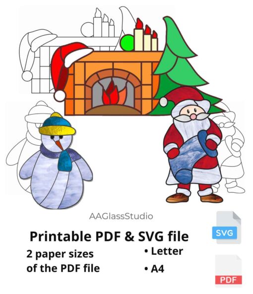 printable pdf and svg santa: set of Christmas patterns