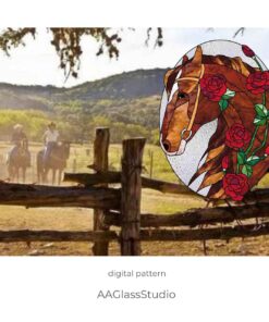 stained glass horse patterns: Brown horse