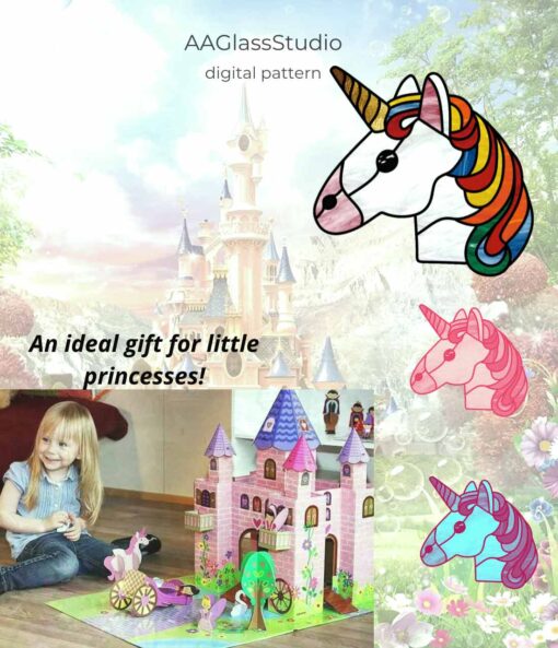 unicorn stained glass pattern: Girl's room decor