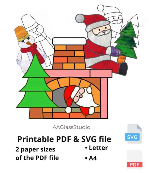 printable pdf and svg santa set: set of Christmas patterns