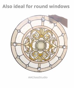 wall clock stained glass: Round panel