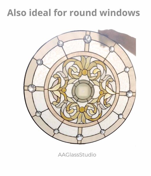 wall clock stained glass: Round panel