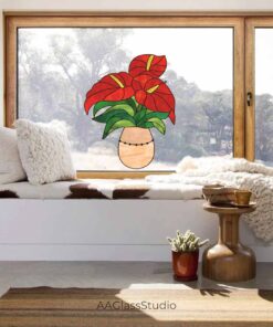 anthurium stained glass window decor: window decor