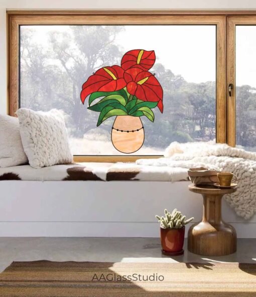 anthurium stained glass window decor: window decor