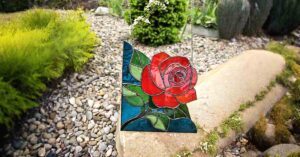 corner rose flower-stained glass pattern for sale