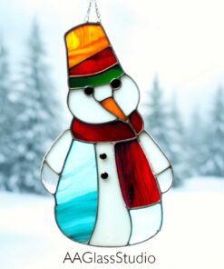 easy christmas stained glass patterns: snowman for christmas