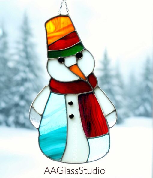 easy christmas stained glass patterns: snowman for christmas