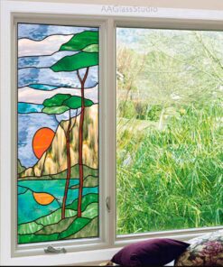 large stained glass panels for window