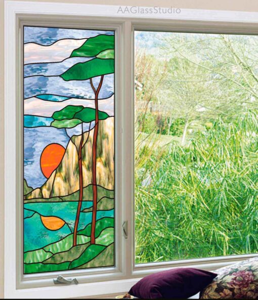 large stained glass panels for window