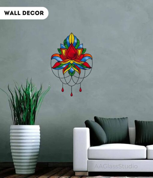 lotus stained glass wall decor