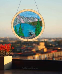 mountain stained glass suncatcher: Gift for a traveler