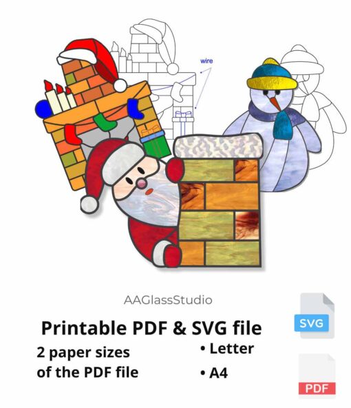 printable pdf and svg santa set: set of Christmas patterns