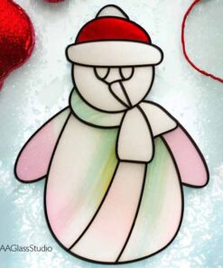 snowman stained glass suncatcher