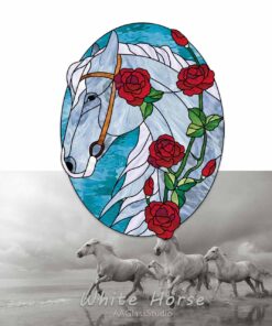 white horse stained glass patterns: Window decor